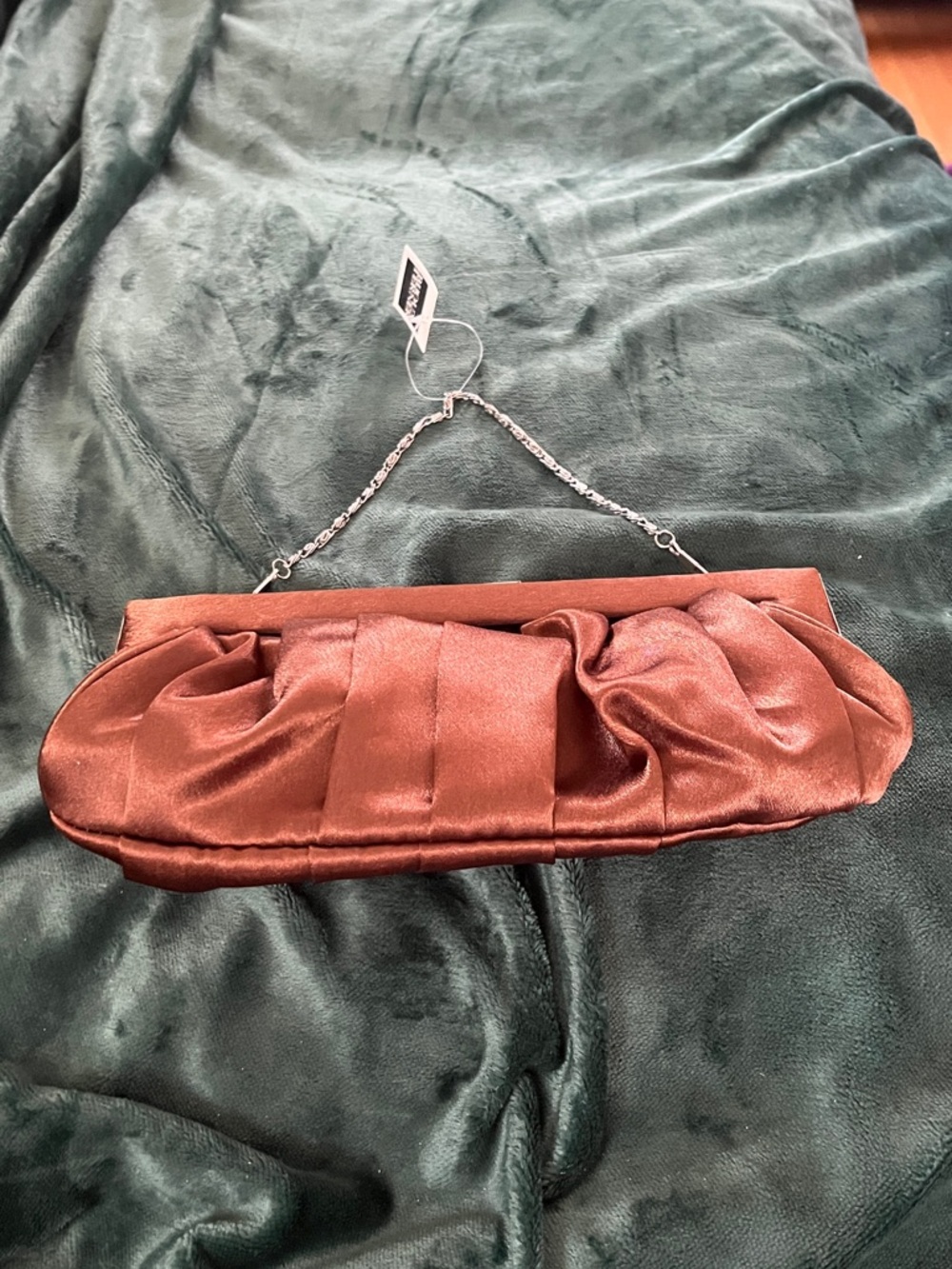 Bijoux Terner Satin Ruched Clutch - Copper Brown